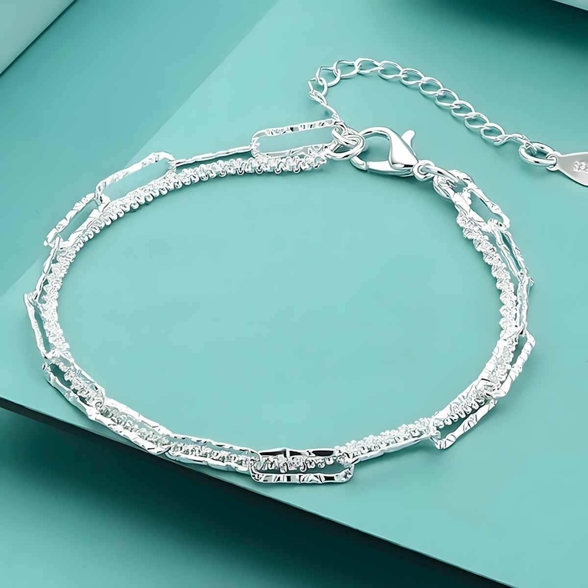 Double Chain Bracelet For Women 20CM Lobster Clasp Adjustable Geometric 1776