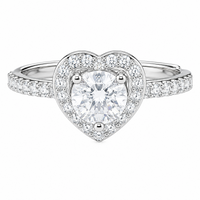 Women's Adjustable Heart Halo Zircon Engagement Ring, Round Brilliant Cut 1611