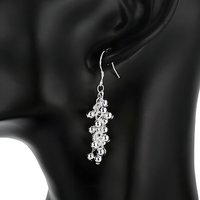 925 Silver-Plated Cluster Bead Drop Earrings for Women – Silver-Tone Copper 1194