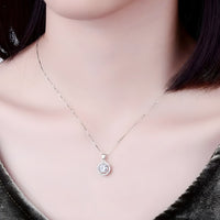 Sterling Silver Box Chain Necklace with Brilliant Zirconia Pendant Versatile 258