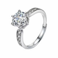 Women's Elegant Adjustable Solitaire Ring, Round Brilliant Zircon Bridal 1624