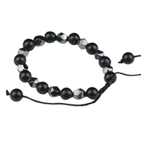 Black 8mm Bright Black Beaded Bracelet Adjustable Macrame Bracelet Unisex 1350