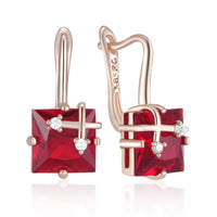 585 Rose Gold Colour Drop Earrings for Women, Copper Metal Cubic Zirconia 1296