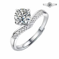 Twisted Pave Engagement Ring For Women Round Brilliant Cut Zircon Solitaire 1606