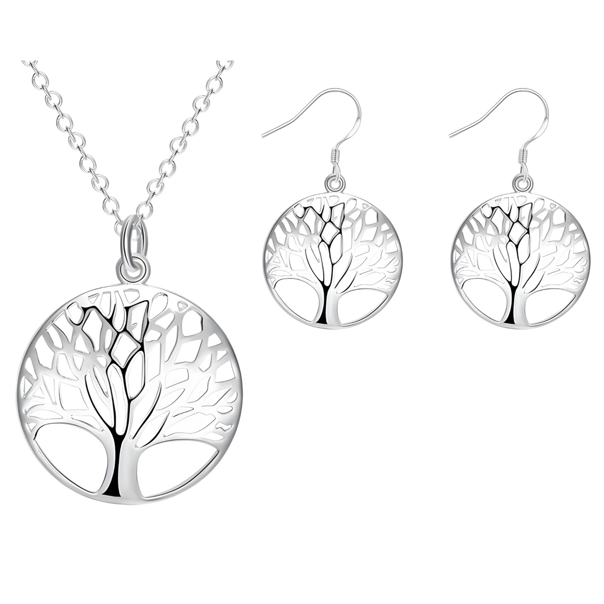 925 Silver Tree of Life Jewellery Set, Necklace & Earrings, Womens Gifts 433