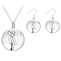 925 Silver Tree of Life Jewellery Set, Necklace & Earrings, Womens Gifts 433