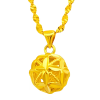 Hollow Hydrangea Pendant Necklace, Brass Plated in Gold, Exquisite Fashion 128