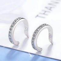 925 Sterling Silver CZ Ear Cuff, No Piercing Crystal Ear Climber, Zirconia 330