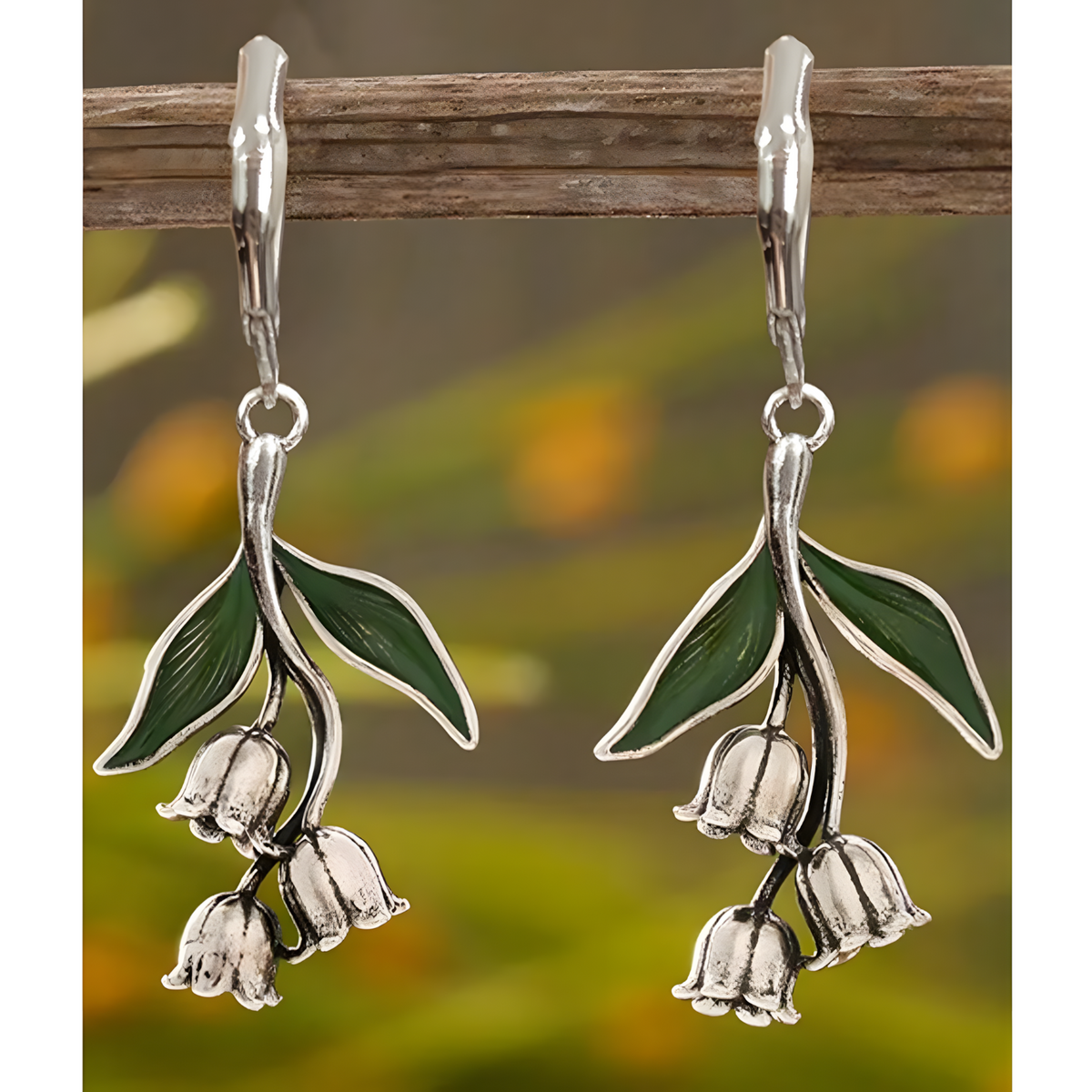 Lily Of The Valley Jewellery Set Women, Green Leaf Flower Pendant Necklace 1710