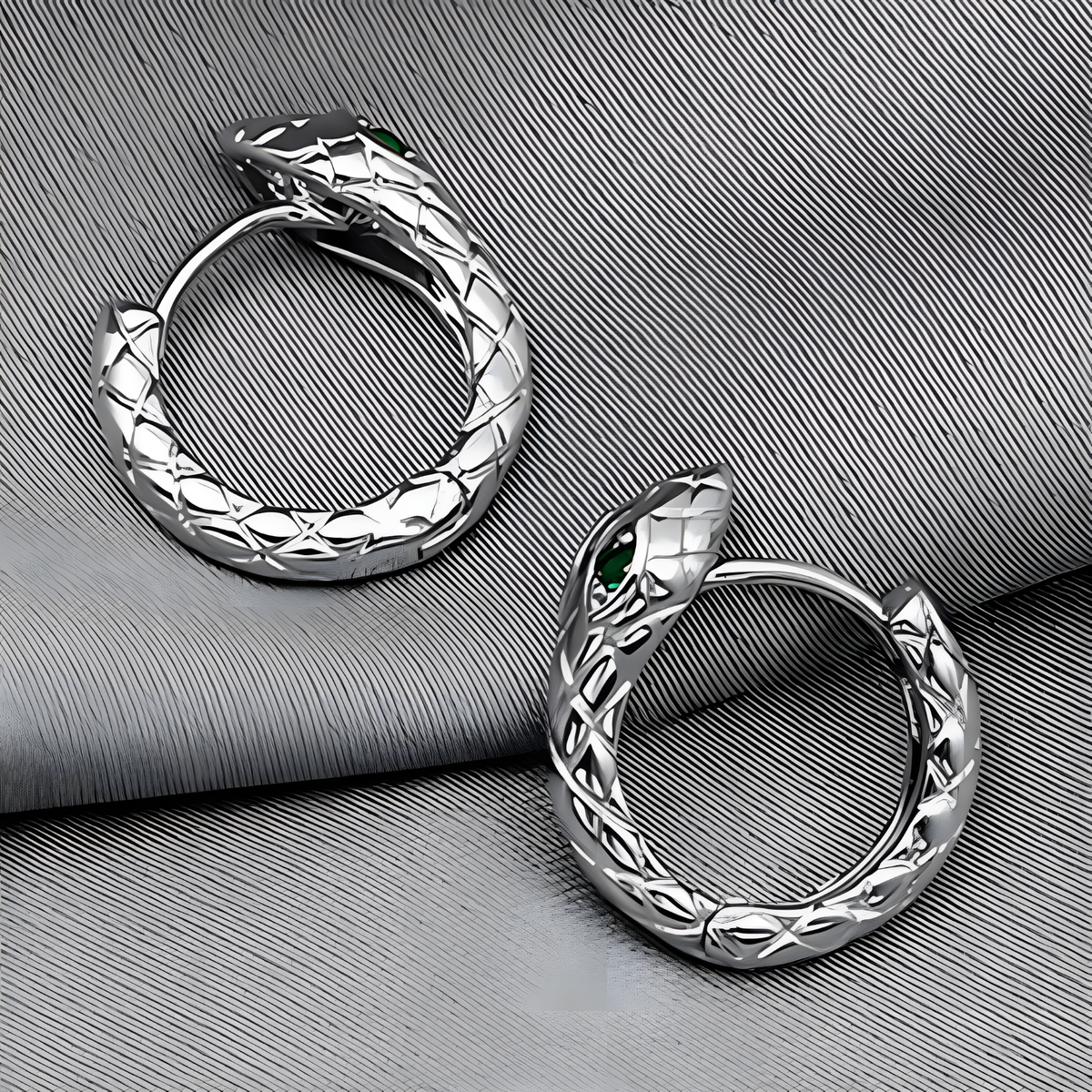 925 Silver-Plated Snake Hoop Earrings for Women Green Crystal Eyes Serpent 1033