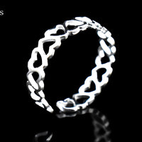 Unified Jewellery Sterling Silver Heart Ring(Adjustable)Open Heart Band Ring 389
