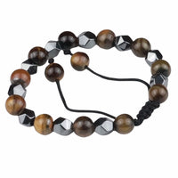 Brown 8mm Tiger Eye Beaded Bracelet Adjustable Macrame Bracelet Unisex 1353