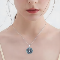 Wolf Head Pendant Necklace, Unisex Stainless Steel Animal Jewelry Abalone B162
