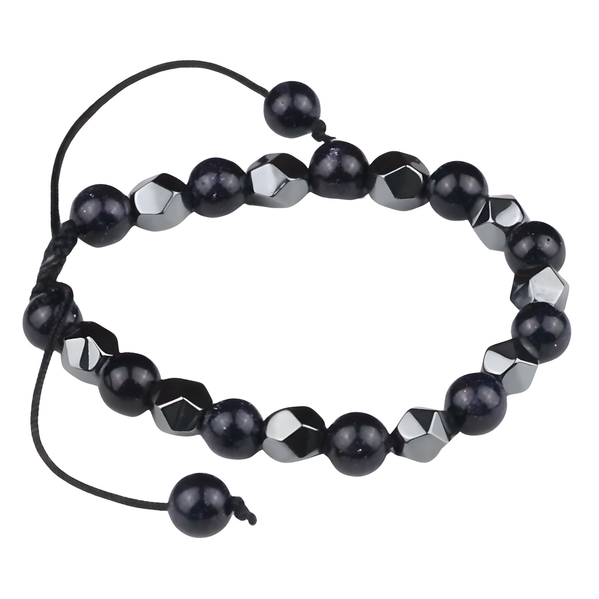 8mm Blue Sandstone Beaded Bracelet Adjustable Macrame Bracelet Unisex Spark 1355