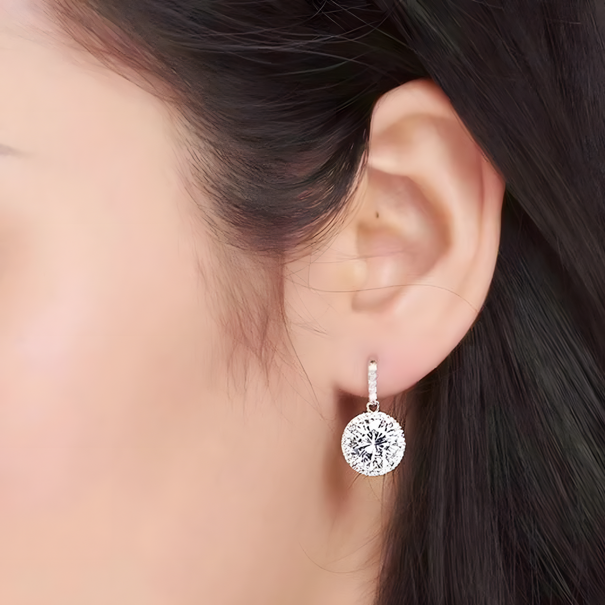 Sterling Silver Cubic Zirconia Drop Earring Elegant 925 Silver Plated Dangle 305