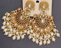 Elegant Bollywood Inspired Gold Kundan Earrings - Traditional Indian Jewelry 215