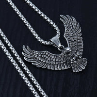 Gothic Eagle Wings Pendant Necklace, 60 cm Silver Tone Box Chain Necklace 1889