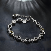 925 Sterling Silver Noble Charm Bracelets Zircon Chain Crystal Jewelry 454