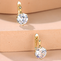 Women's Sparkling Gold Color Drop Earrings White Synthetic Zircon Round 647
