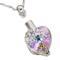 Tree of Life Heart Crystal Necklace Memorial Urn Ashes Pendant | Stainless B260