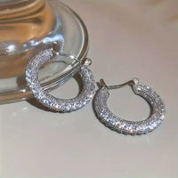 Sparkling Hoop Earrings Zinc Alloy Jewelry Vintage Elegant Style Geometric 72