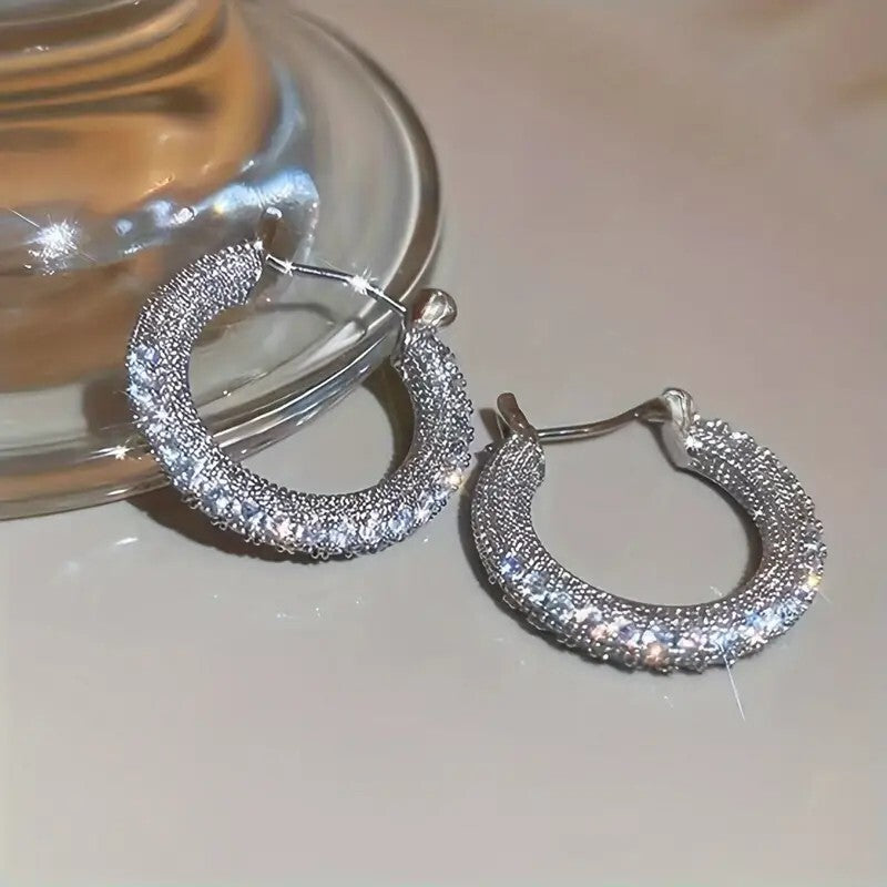 Sparkling Hoop Earrings Zinc Alloy Jewelry Vintage Elegant Style Geometric 72