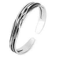Unified Jewellery Braided Open Cuff Bracelet Silver Tone Woven Statement 1896