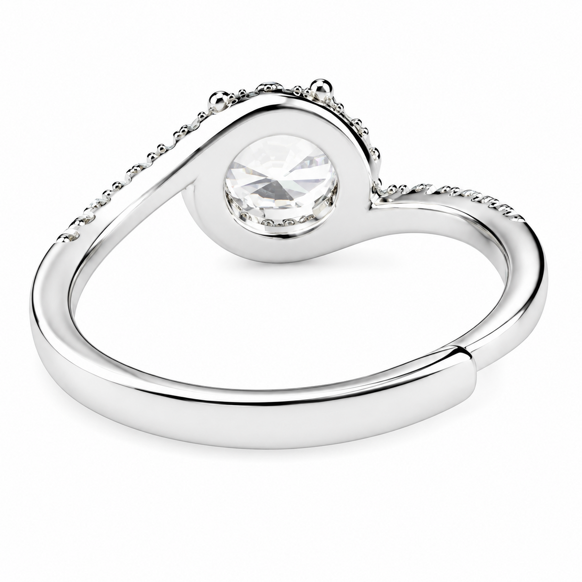 Women's Elegant Adjustable Zircon Halo Ring, Round Brilliant Engagement 1634
