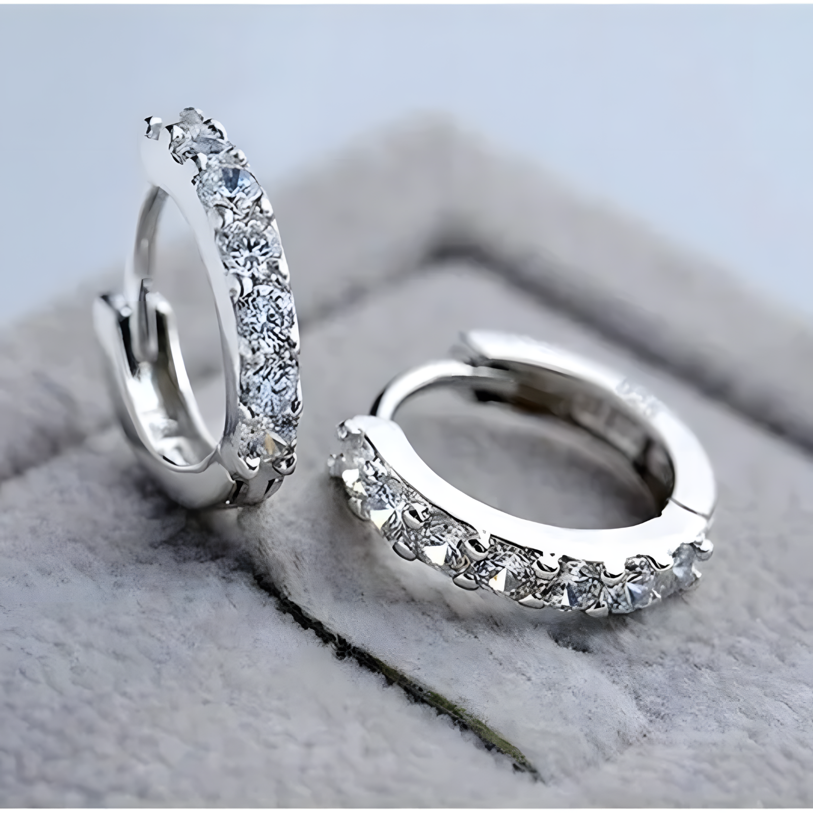 Women's 925 Sterling Silver Small Hoop Earrings AAAA Cubic Zirconia, Dainty 471