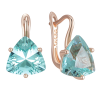 Green Natural Zircon Drop Earrings for Women, Copper Alloy 585 Rose Gold 1284