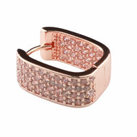 Rose Gold Plated Pavé Hoop Earrings 18mm x 8mm Micro Inlay Round Brilliant 1367
