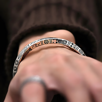 Rhodium-Plated Mobius Loop Open Bracelet — 66mm Diameter Adjustable Cuff 1447