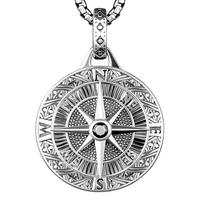 Compass Pendant Necklace for Men Rotating Compass Disc Medallion Hip Hop 1387