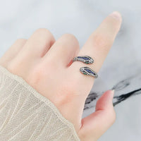 100% 925 Sterling Silver Rings For Women Snake Shape Green Eye Simple Trendy 487