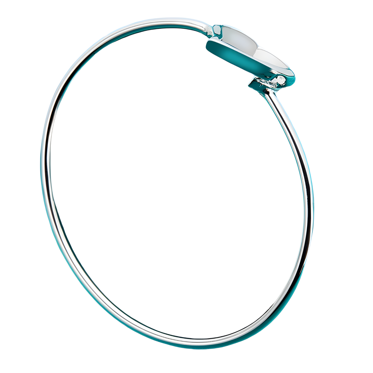 925 Sterling Silver Open Heart Bangle Bracelet for Women Delicate Round Wire 409