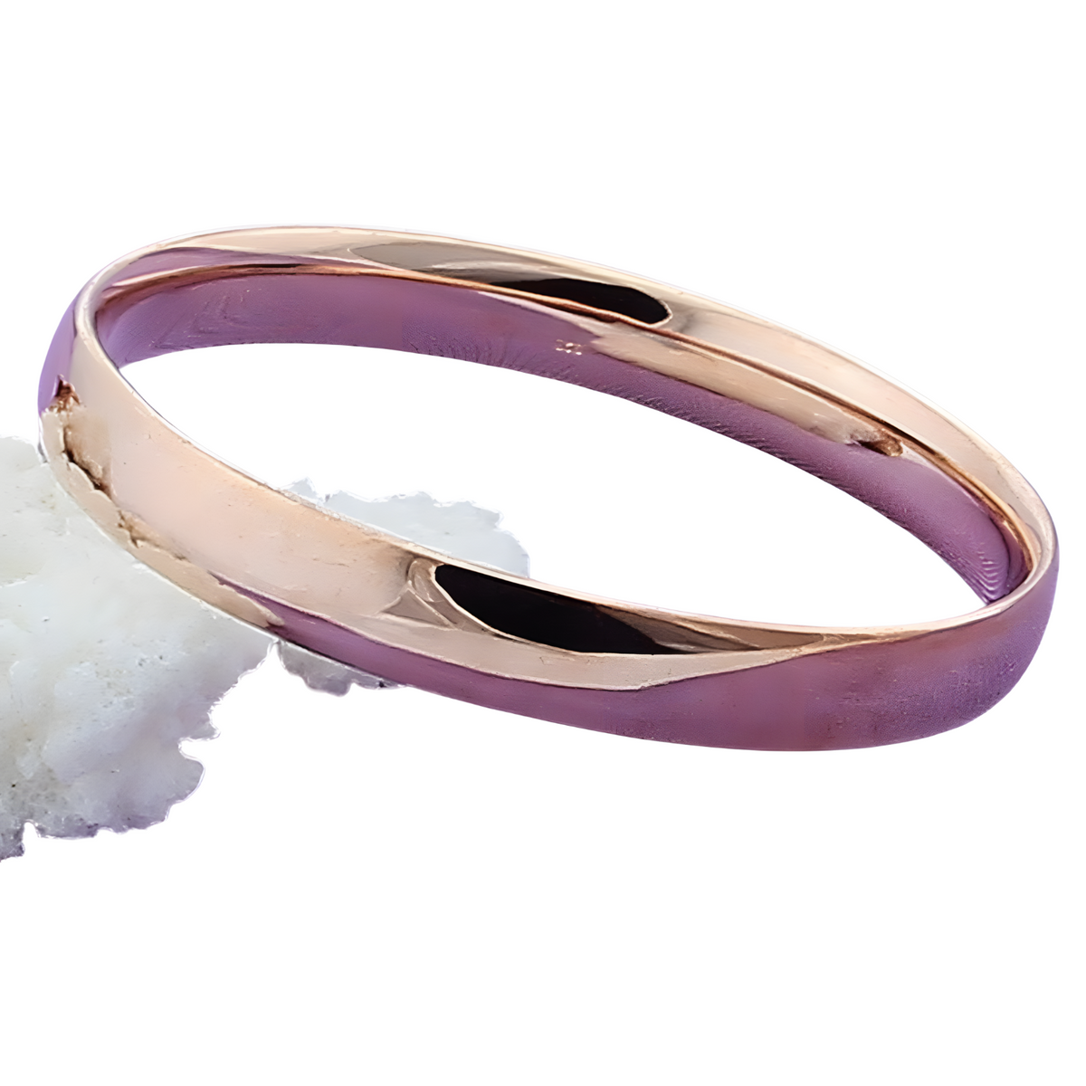 925 Sterling Silver Polished Bangle Bracelet Women Classic 397_1 (Gold color)