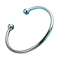 925 Sterling Silver Open Cuff Bangle Bracelet for Women with Ball Ends 398