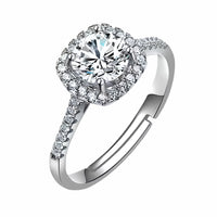 Women's Sparkling Zircon Proposal Ring Silver Tone Romantic Pave Engagement 1622