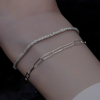 Double Chain Bracelet For Women 20CM Lobster Clasp Adjustable Geometric 1776