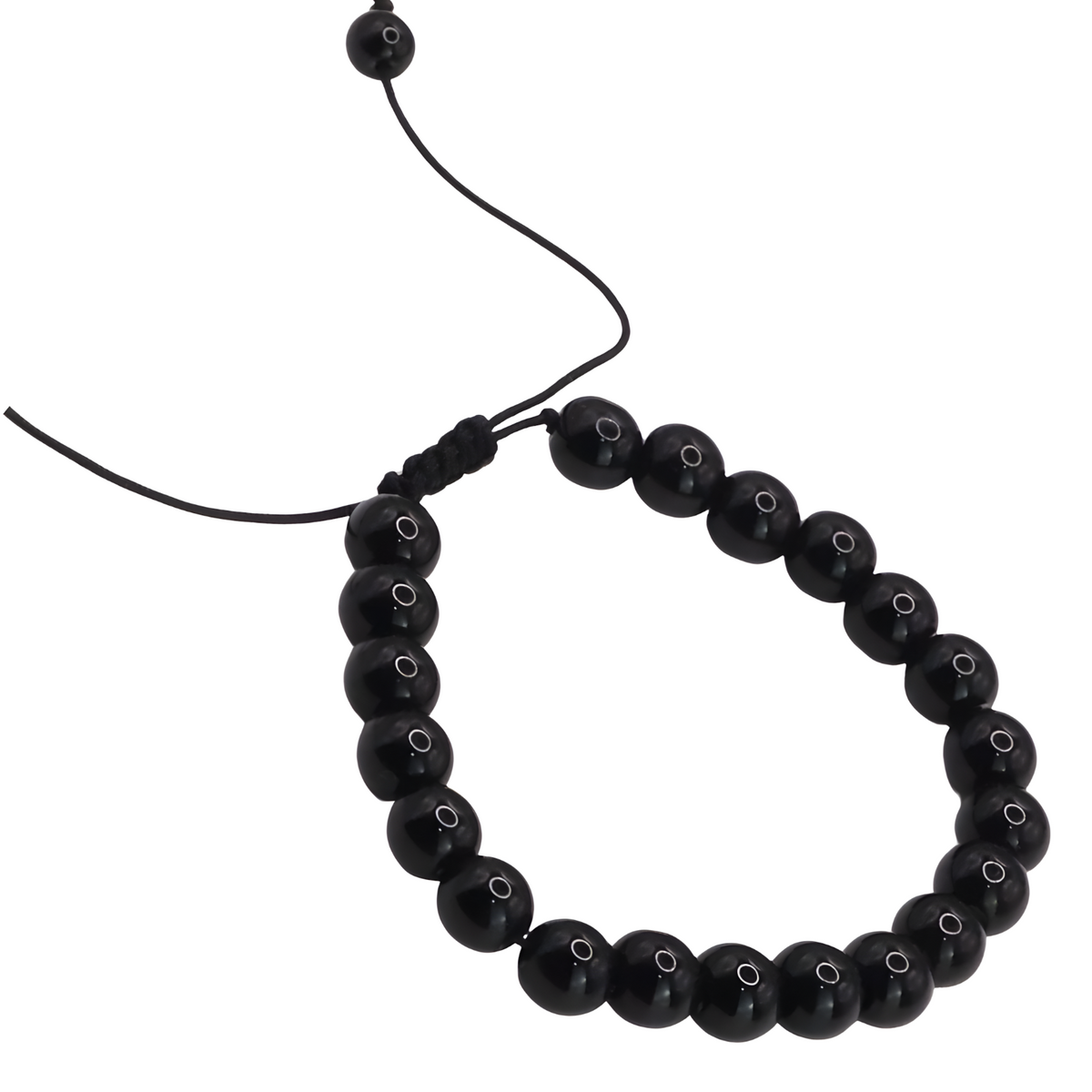 Unisex Natural Stone Bracelet, 8mm Black Malachite & Lava Rock, Adjustable B118