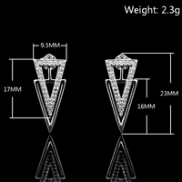 925 Sterling Silver V-Shaped Dangle Earrings Trendy Geometric Drop Earrings 307
