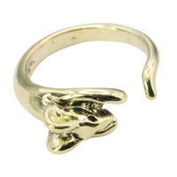 Adjustable Gold Tone Mouse Ring — Cute Animal Wrap Open Band, Adjustable B263
