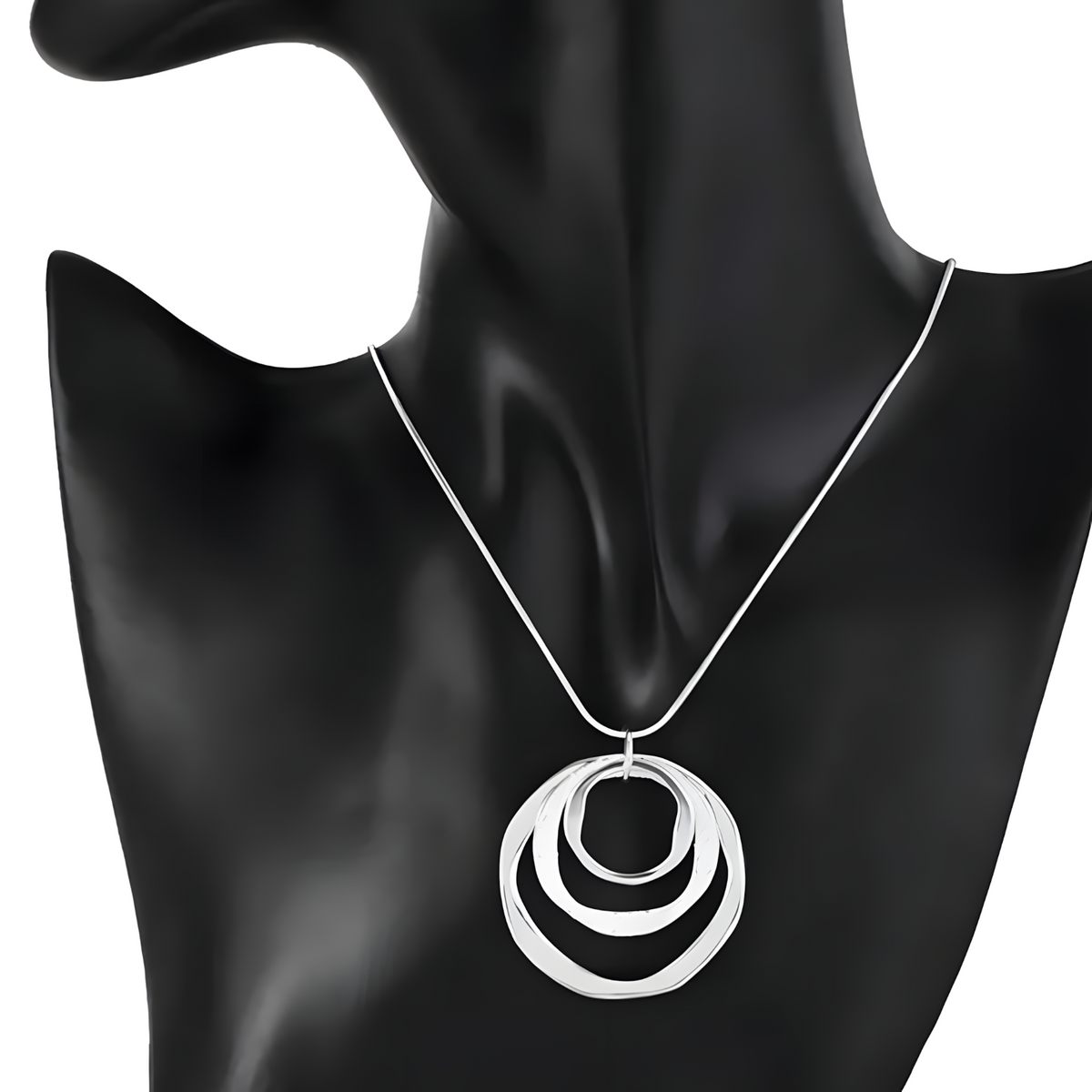 Wishbone Triple Circle Pendant Necklace for Women - Modern Minimalist Layer 1472