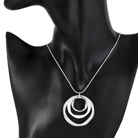 Wishbone Triple Circle Pendant Necklace for Women - Modern Minimalist Layer 1472