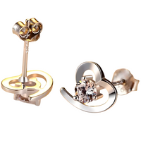 Women's 925 Silver Heart Stud Earrings with Dazzling Crystal Rhinestones 482