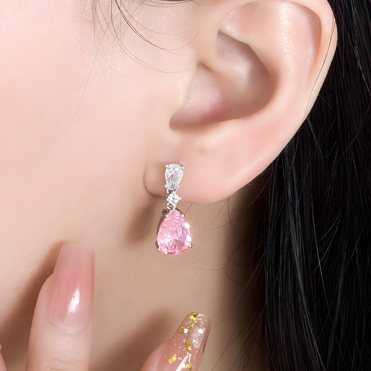 Unified Jewellery Premium Pink Pear Crystal Drop Earrings 2.2cm 1841