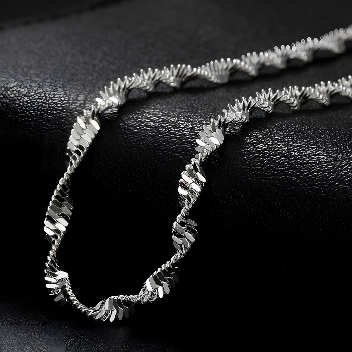 925 Sterling Silver Bracelet Women - Adjustable Silver Colour Twisted Wave 1803