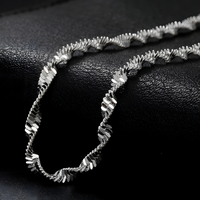 925 Sterling Silver Bracelet Women - Adjustable Silver Colour Twisted Wave 1803