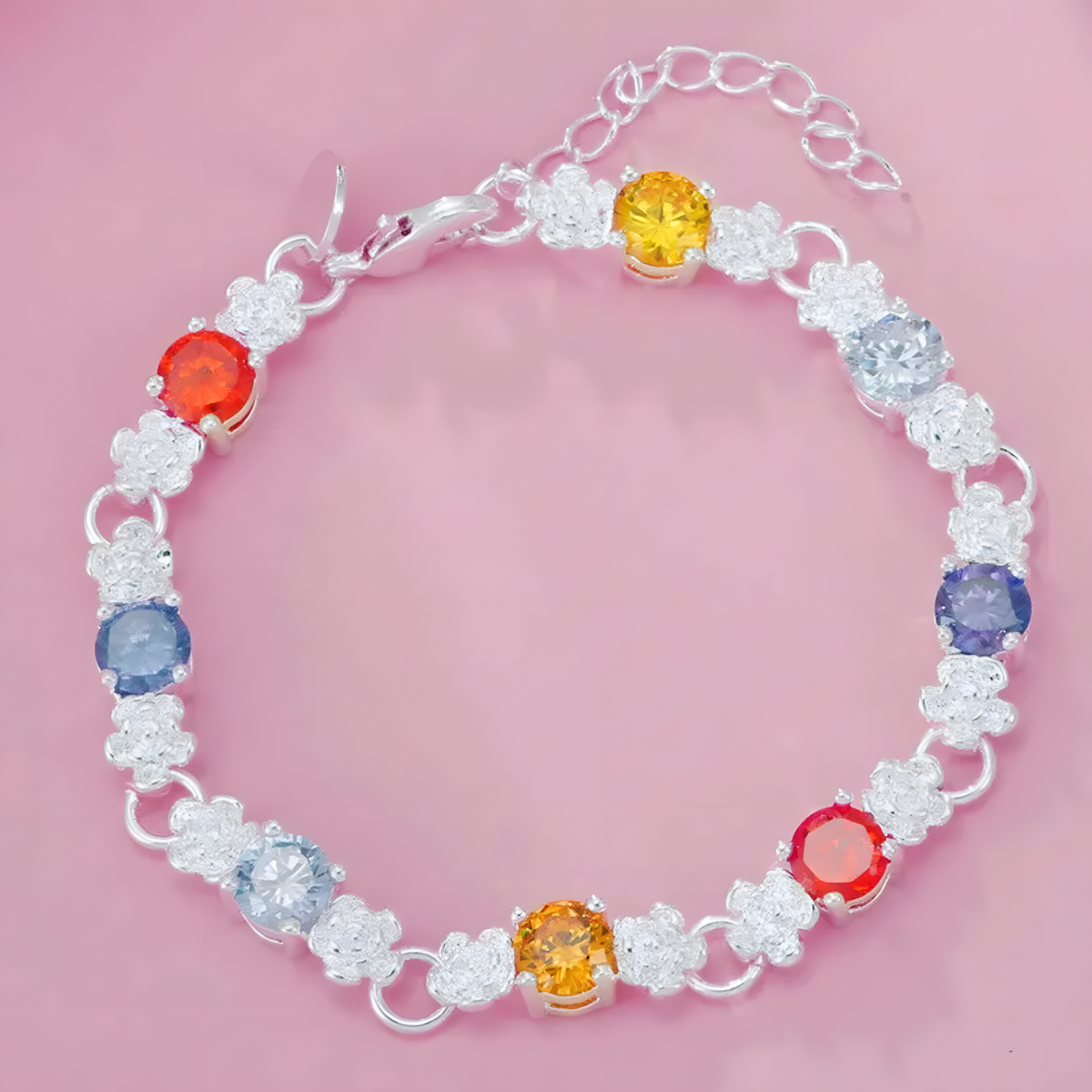 UnifiedJewellery Premium Multicolour Crystal Bracelet 20cm Adjustable Women 1828