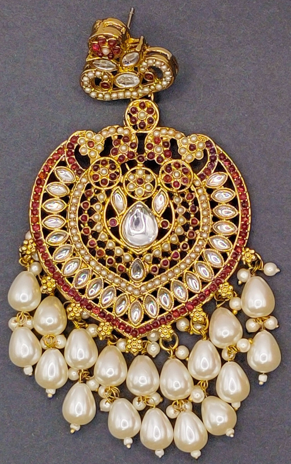 Elegant Bollywood Inspired Gold Kundan Earrings - Traditional Indian Jewelry 218